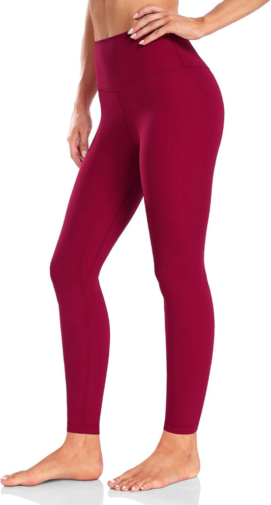 Essential Leggings, High Waisted Compression Workout Soft Pants Athletic Yoga Pants 28"