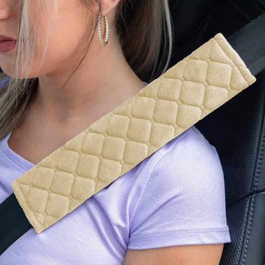 2Pcs Car Seat Belt Cover Pads, Shoulder Seatbelt Pads Cover, Safety Belt Strap Shoulder Pad for Adults and Children (Beige)