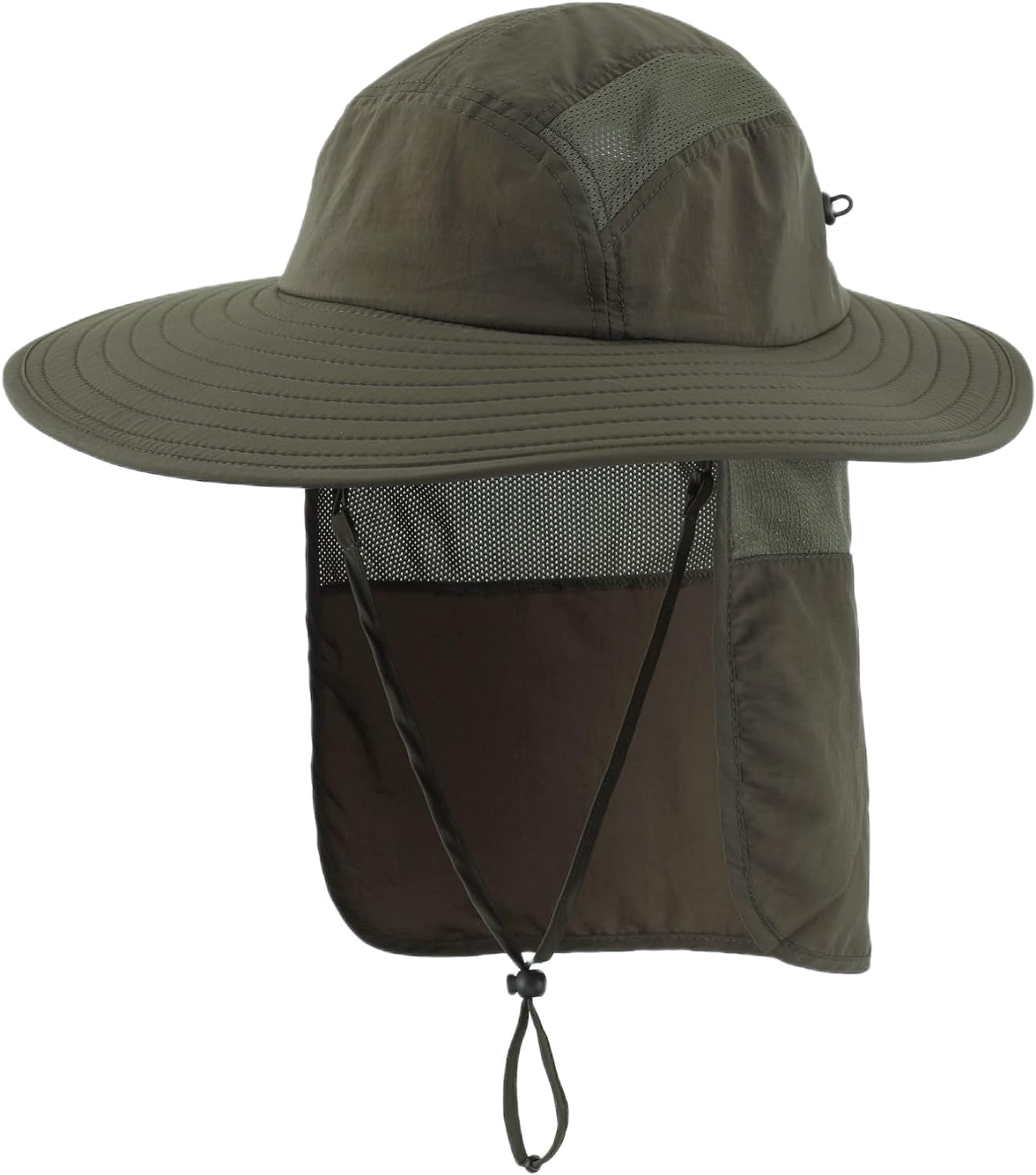 Mens UPF 50+ Sun Protection Cap Wide Brim Fishing Hat with Neck Flap Sun Hat for Men Women