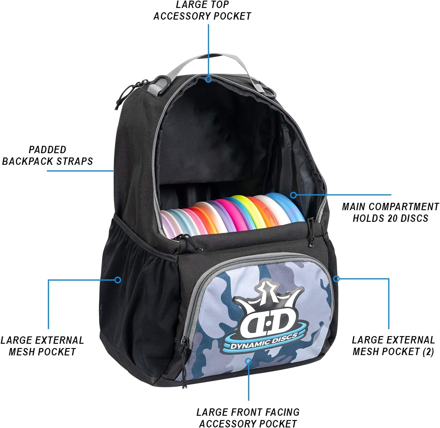 Cadet Disc Golf Bag - 17+ Discs Capacity - Beginner Disc Golf Accessories for Men - USA Business & Support - Includes Accessories Pouch & Water Bottle Holder - Lightweight & Durable